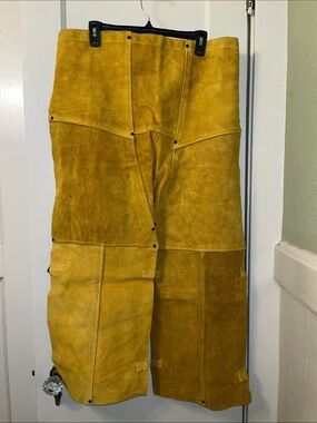 Men's Leather Welding Chaps - Heavy-Duty Suede Work Pants